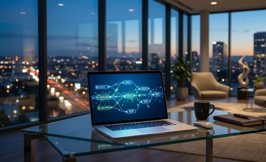 Autonomous AI agents executing complex multi-step automated corporate workflows.