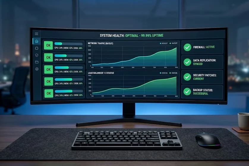 Continuous software maintenance application monitoring and preventative security updates.